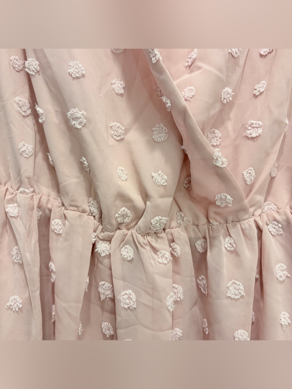 Chic Soul Pink Swiss Dot Surplice Midi Dress 3X Boho - Picture 5 of 10